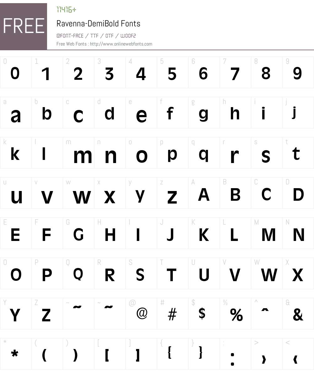 Ravenna-DemiBold Font Screenshots