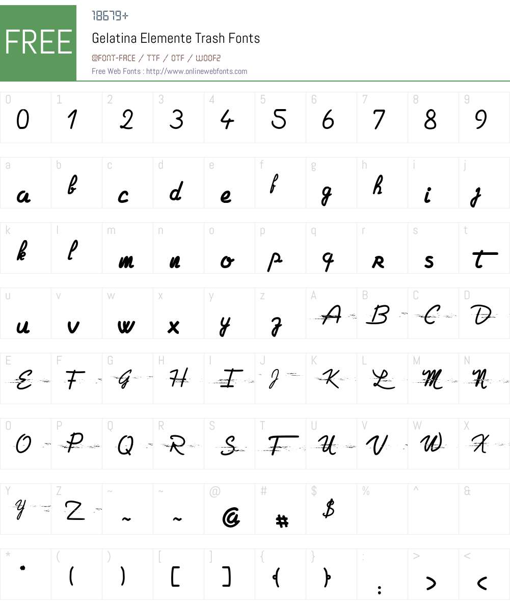 Gelatina Elemente Trash Font Screenshots