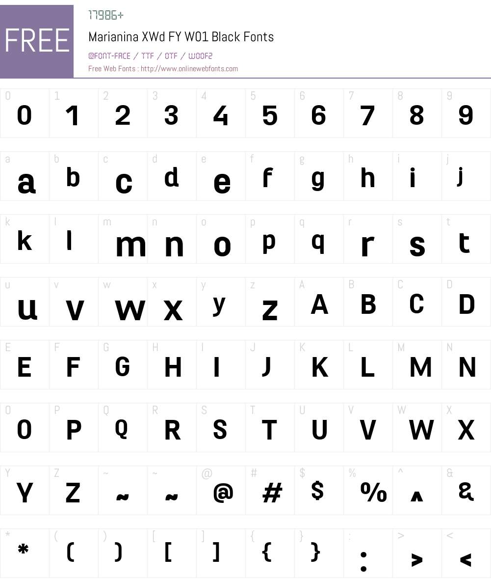 MarianinaXWdFYW01-Black Font Screenshots