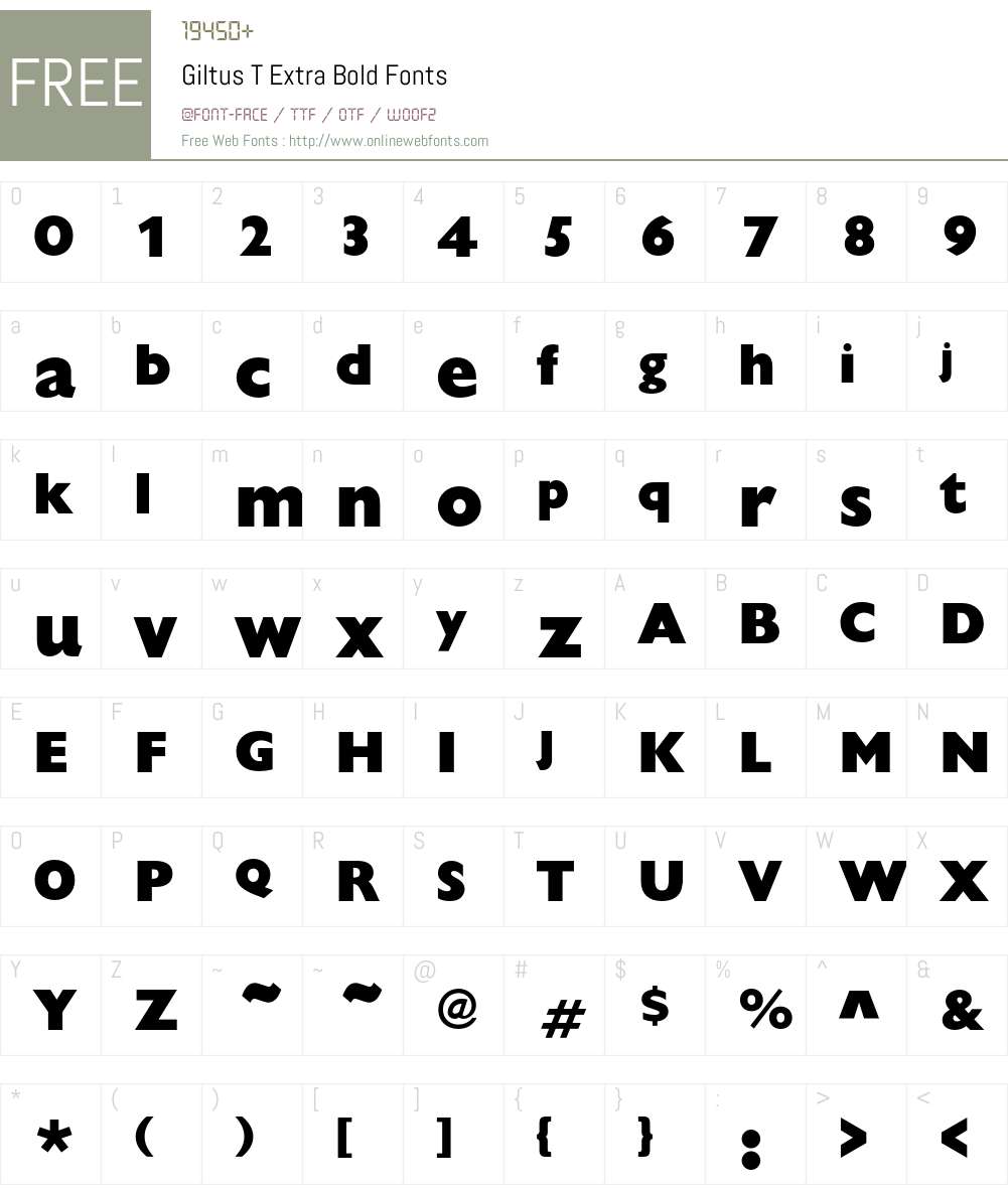 GiltuTExtBol Font Screenshots