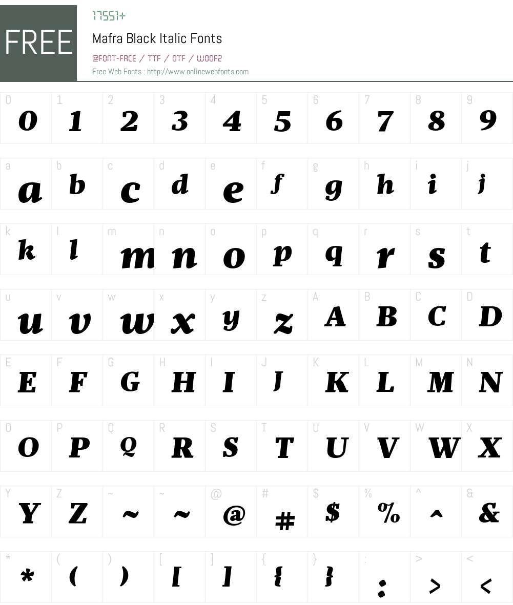 Mafra Black Italic Font Screenshots