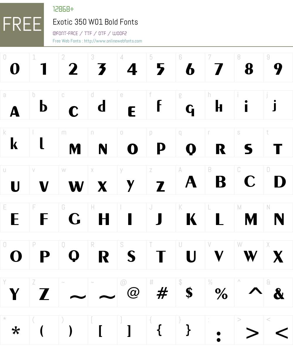 Exotic350W01-Bold Font Screenshots