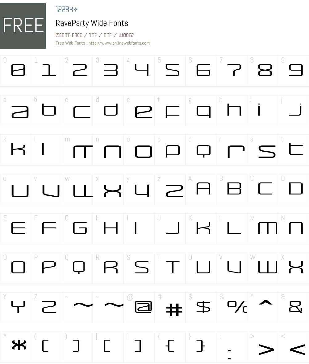 RaveParty Wide Font Screenshots