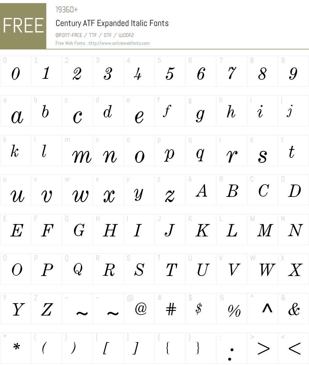 Century ATF BQ Font Screenshots
