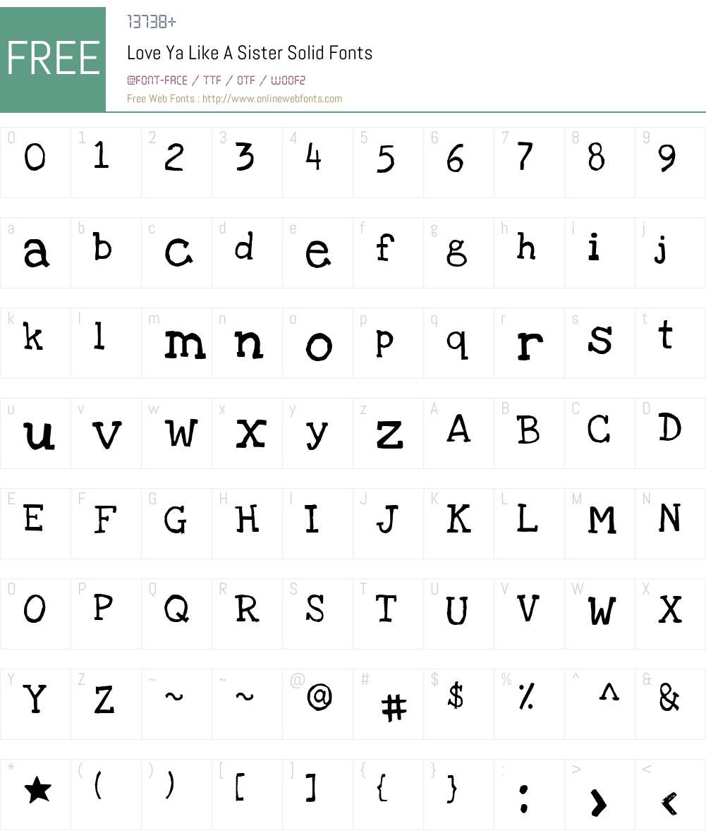 Love Ya Like A Sister Solid Font Screenshots