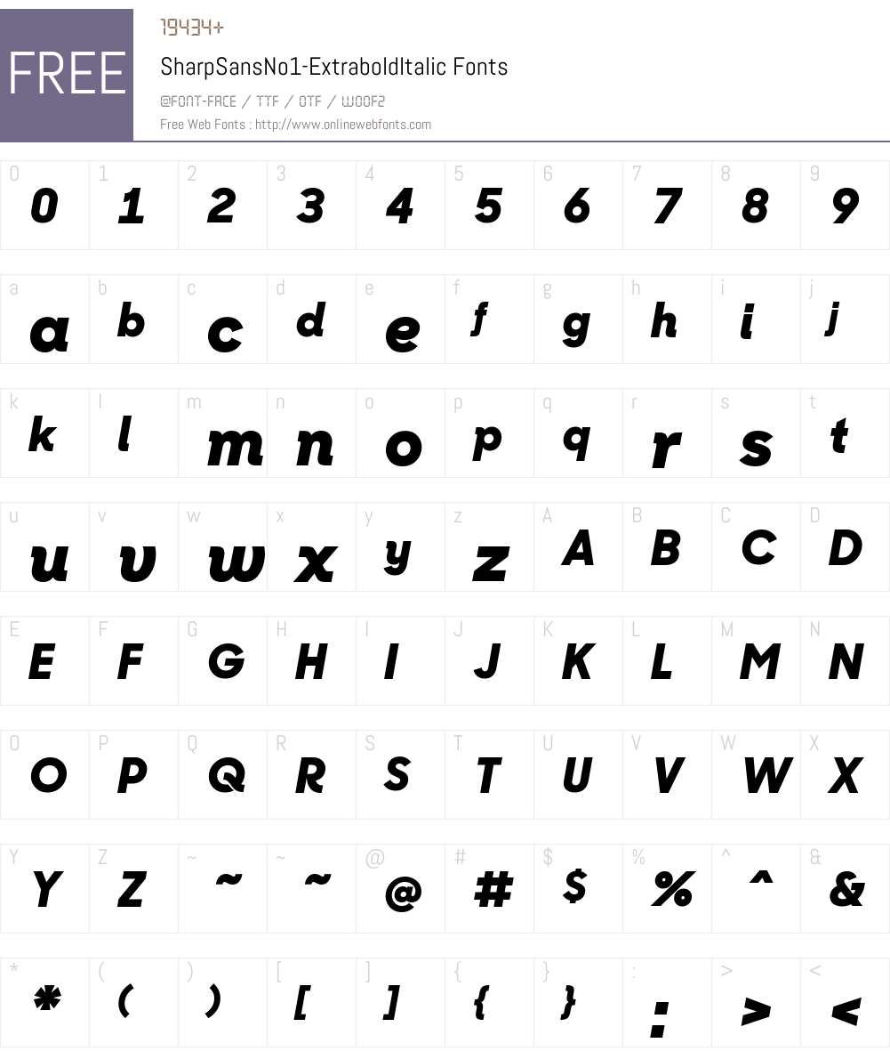 Sharp Sans No1 Extrabold Italic Font Screenshots