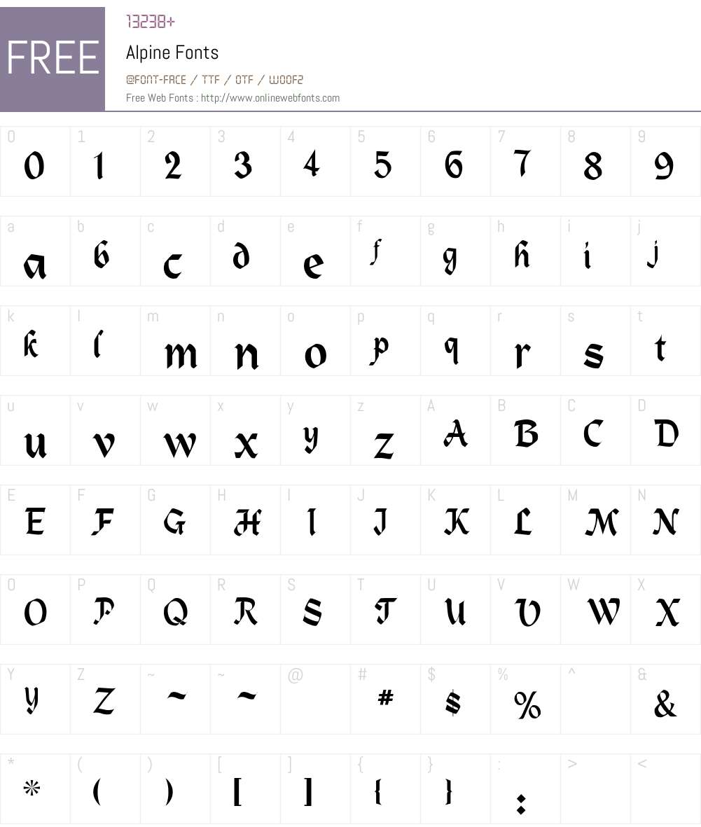 Alpine Font Screenshots