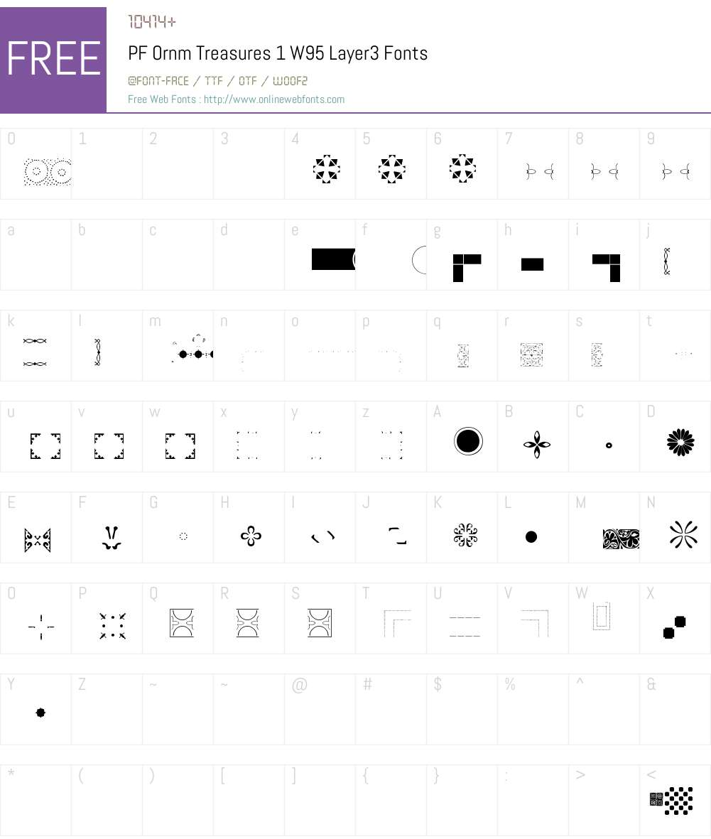 PFOrnmTreasures1W95-Layer3 Font Screenshots