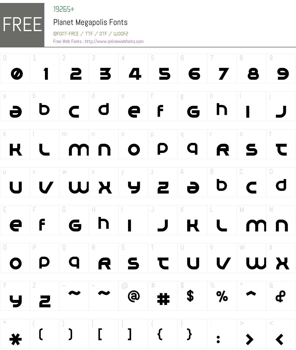 Planet Megapolis Font Screenshots