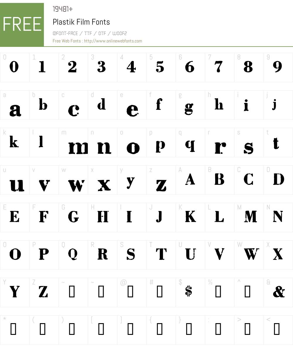 Plastik Film Font Screenshots