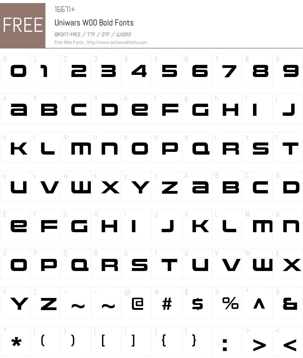 UniwarsW00-Bold Font Screenshots