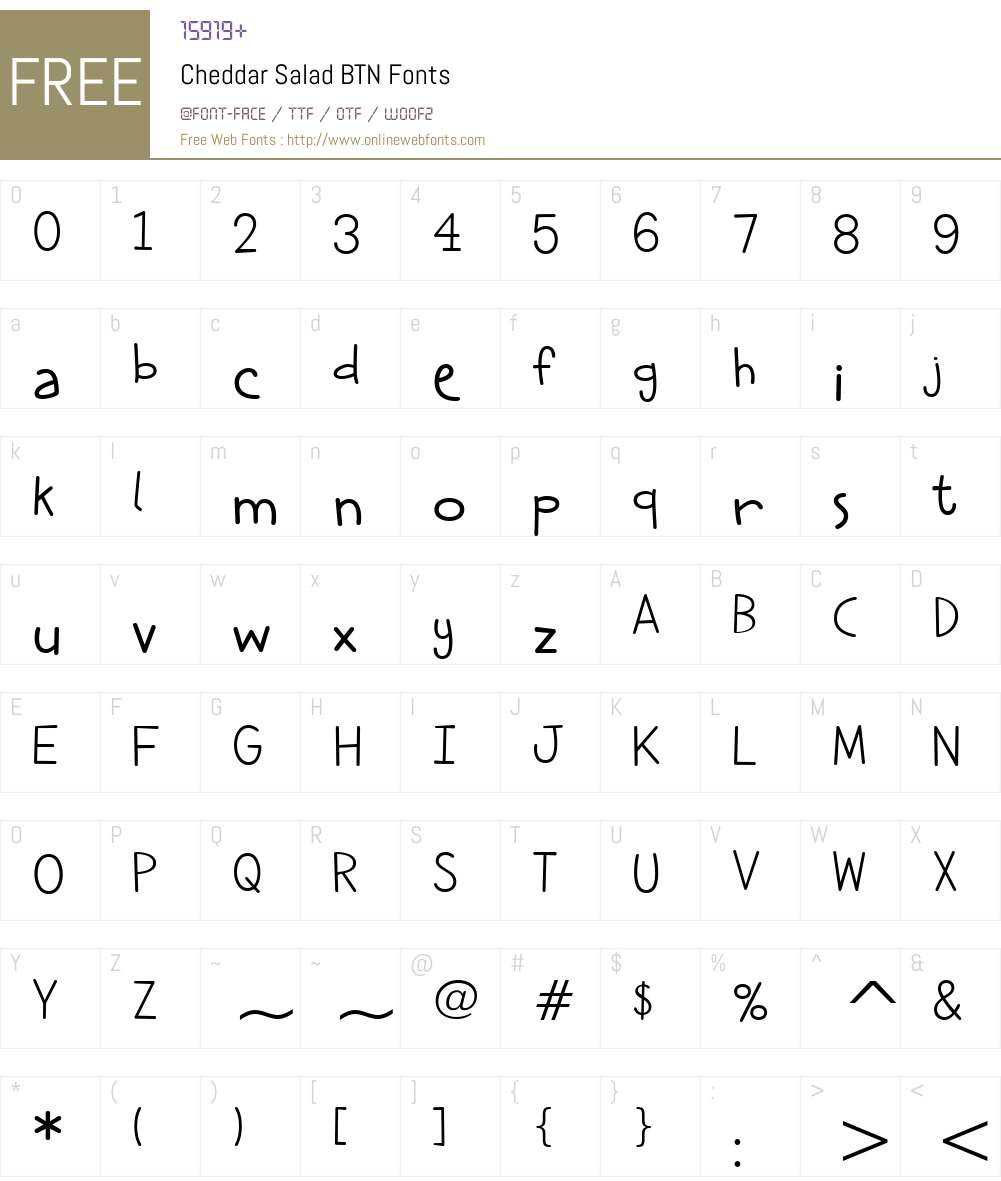 Cheddar Salad BTN Font Screenshots