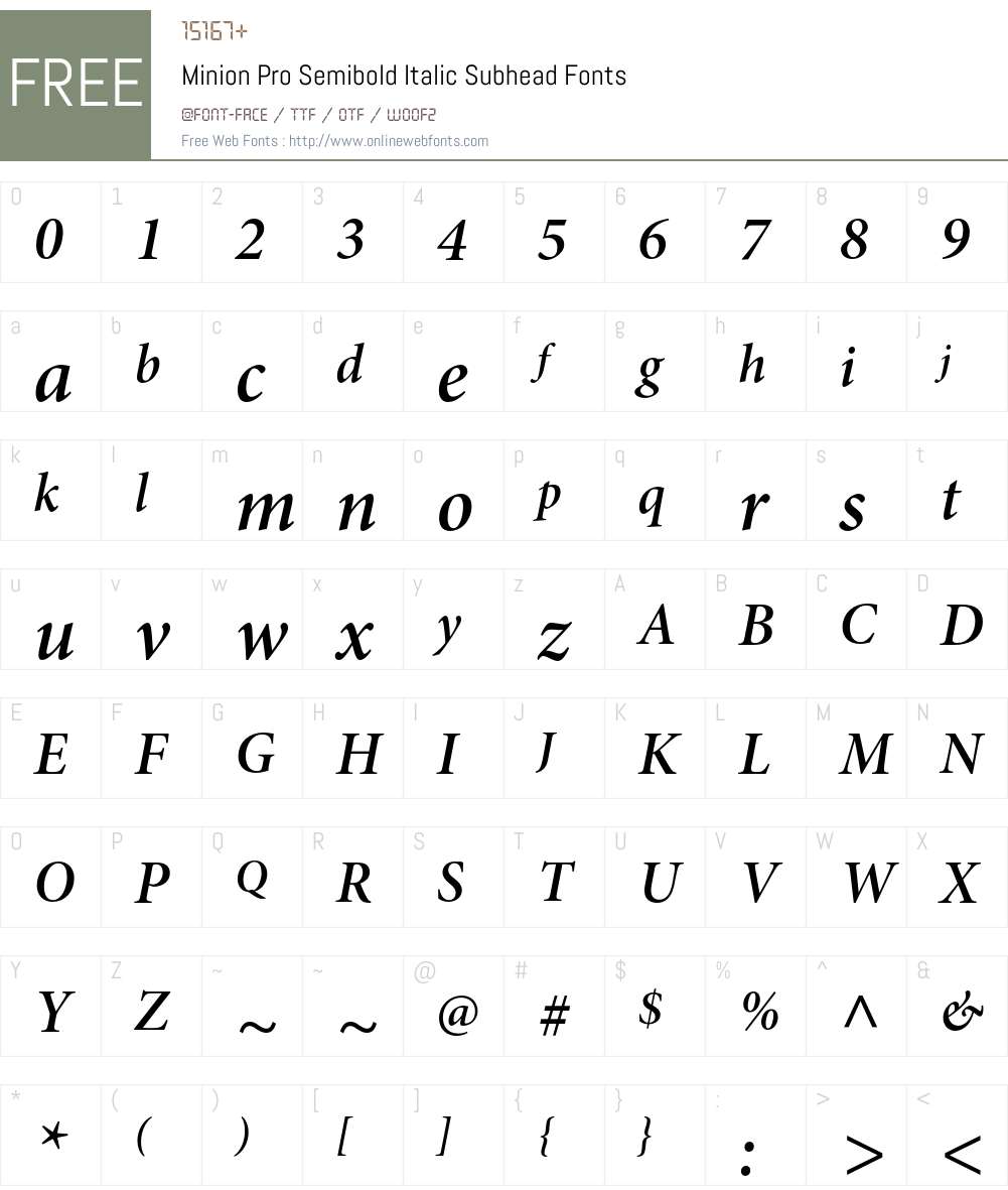 Minion Pro Font Screenshots
