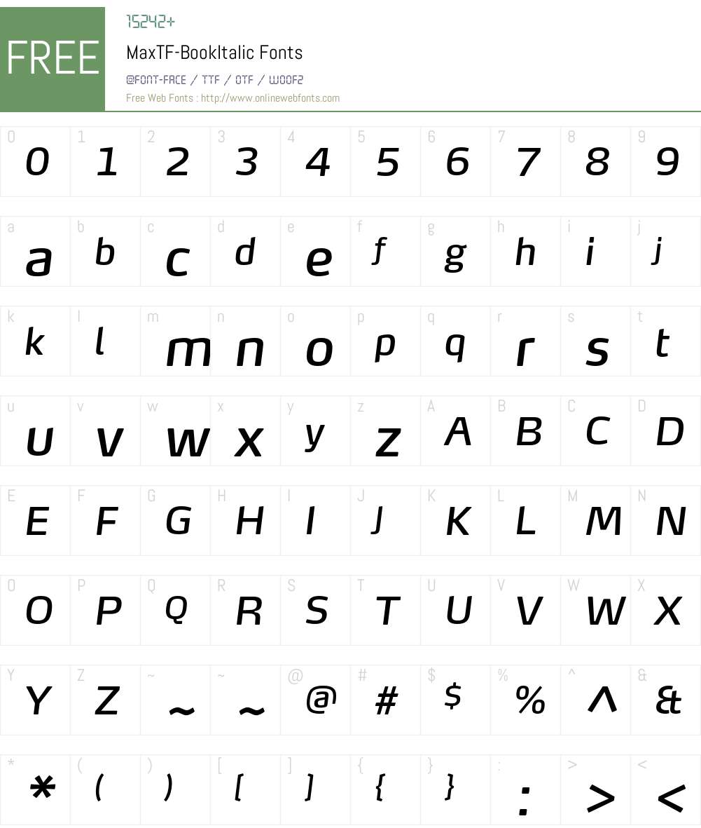 MaxTF-BookItalic Font Screenshots