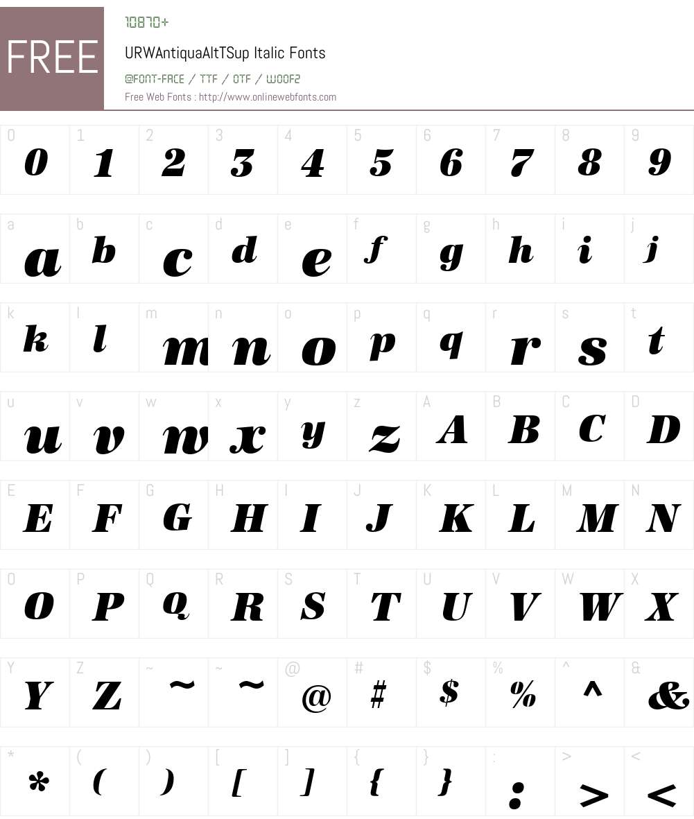 URWAntiquaAltTSup Font Screenshots