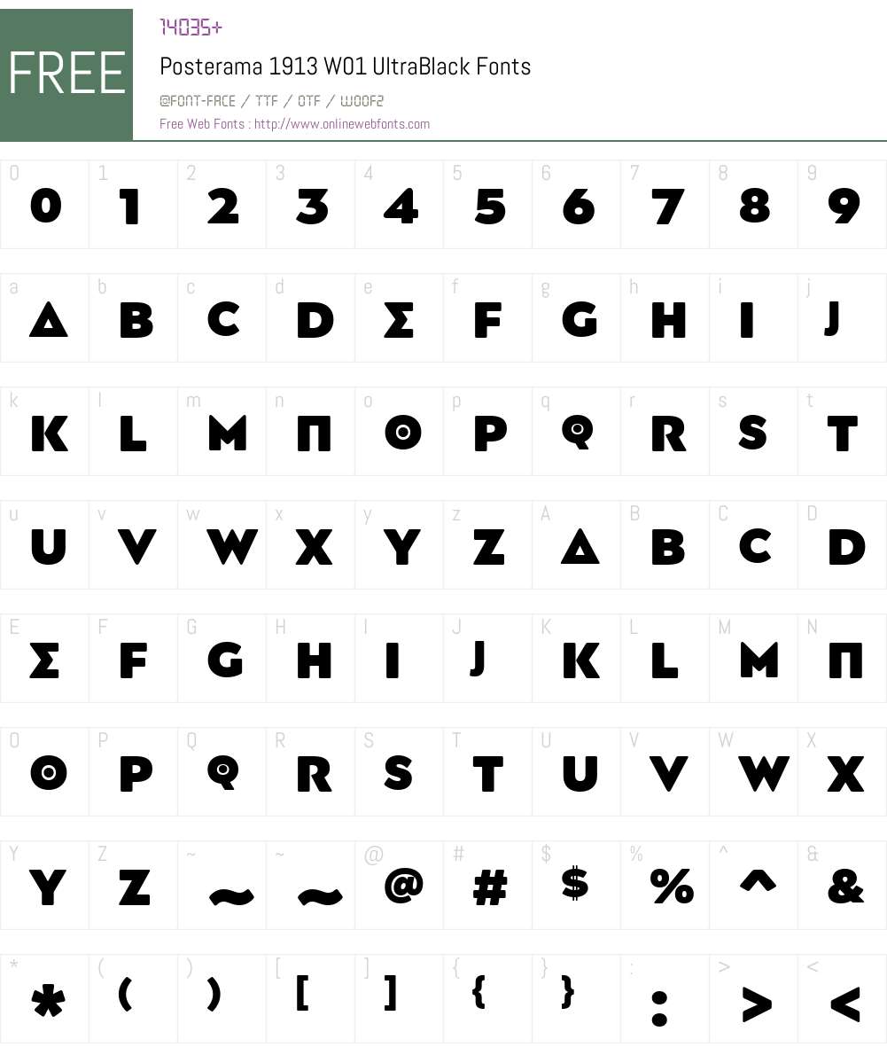 Posterama1913W01-UltraBlack Font Screenshots