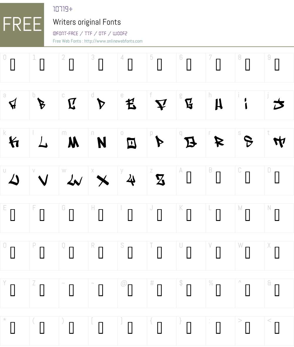 Writers original Font Screenshots