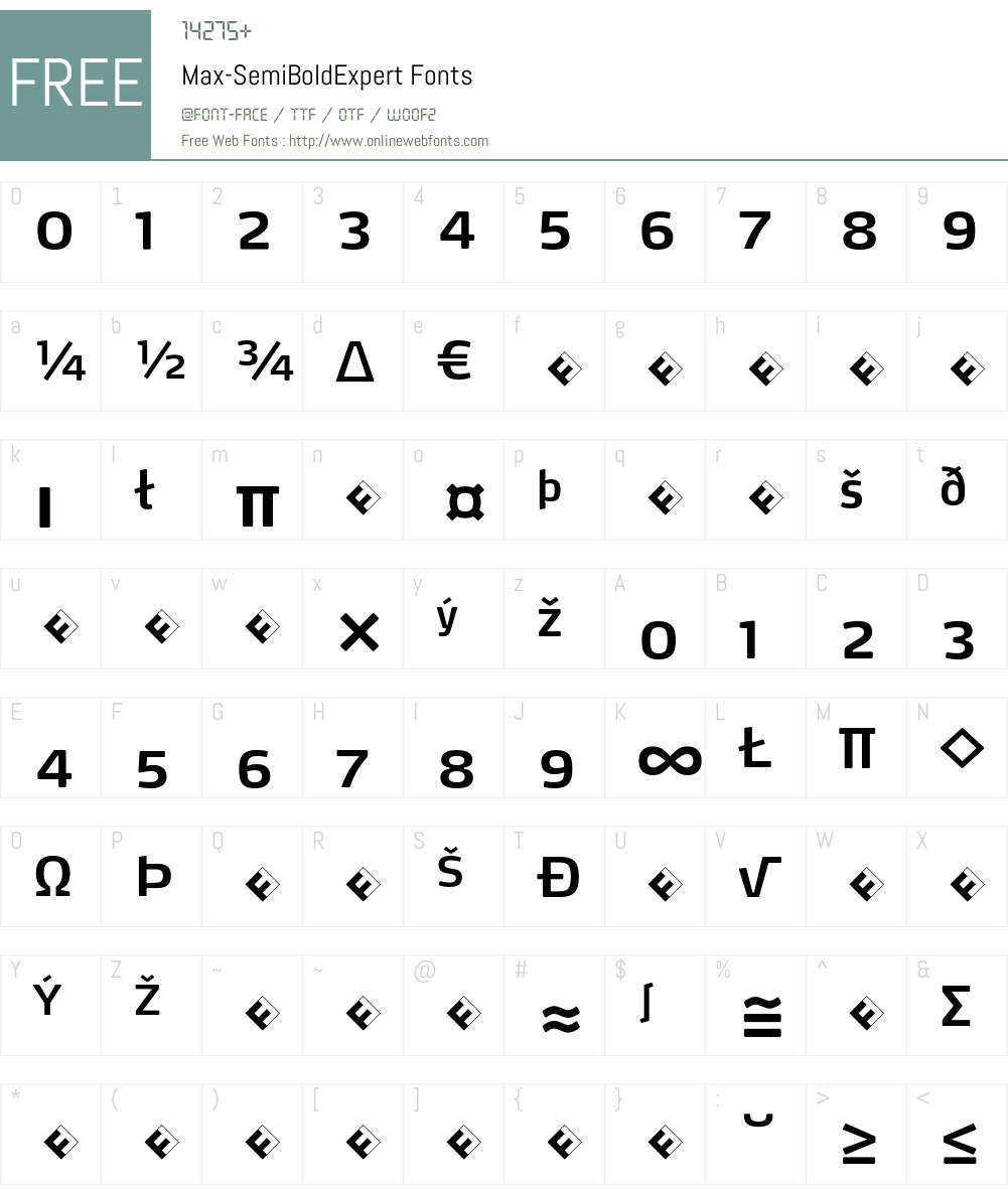 Max-SemiBoldExpert Font Screenshots