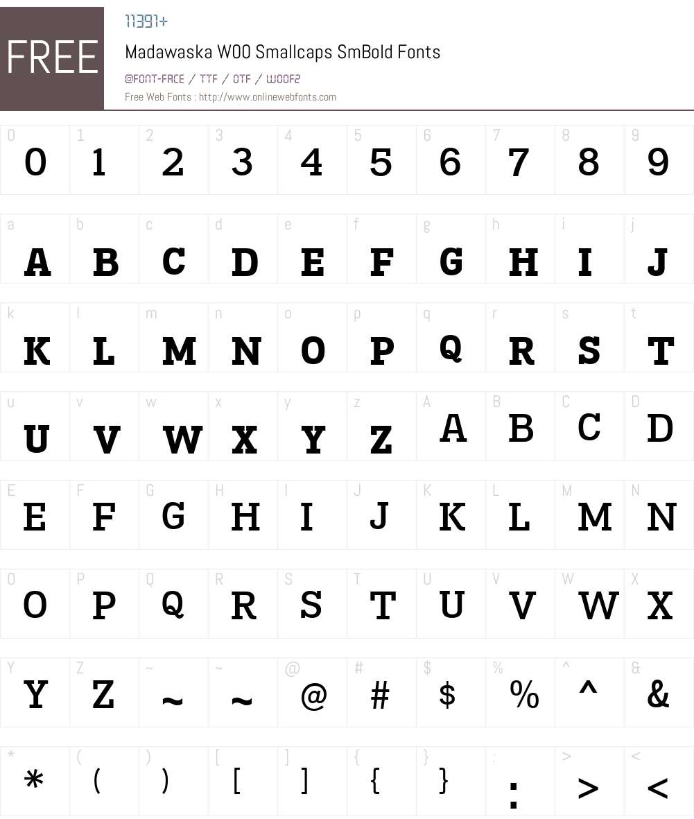MadawaskaW00-SmallcapsSmBd Font Screenshots