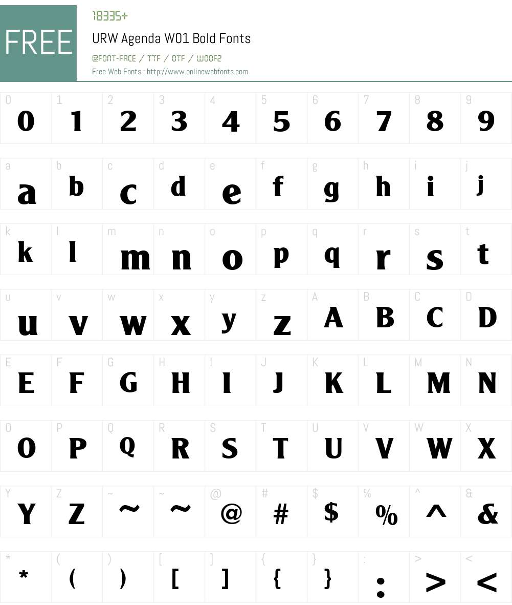 URWAgendaW01-Bold Font Screenshots
