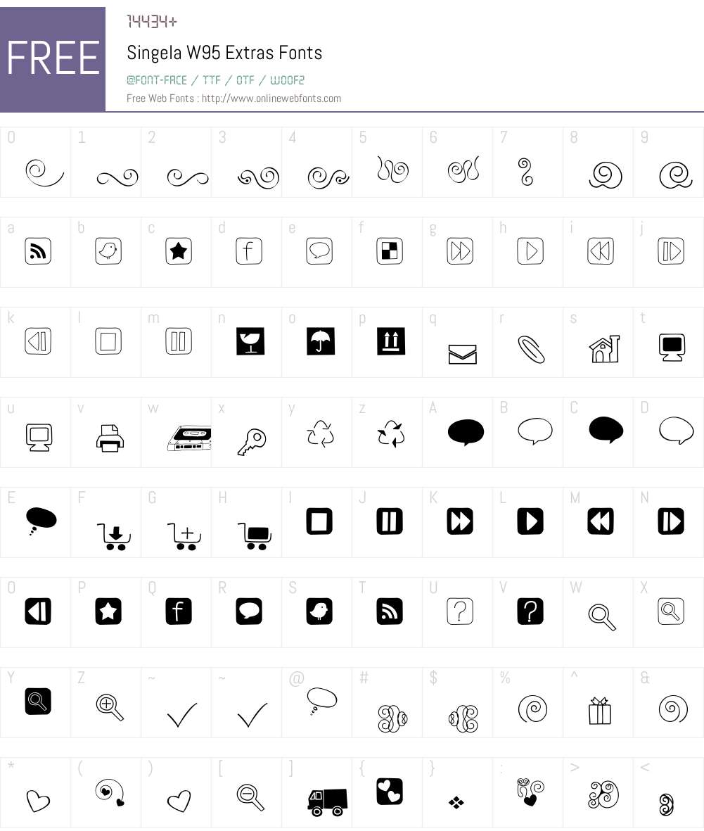 SingelaW95-Extras Font Screenshots