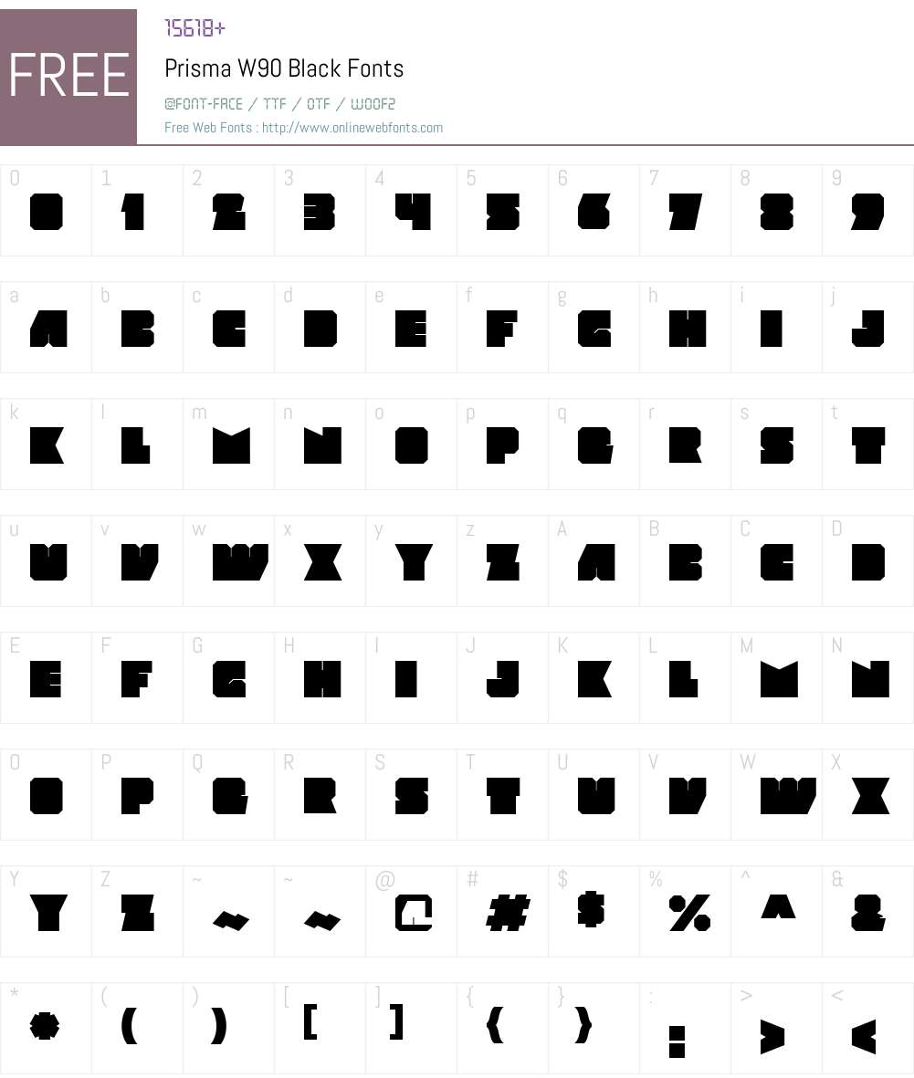 PrismaW90-Black Font Screenshots