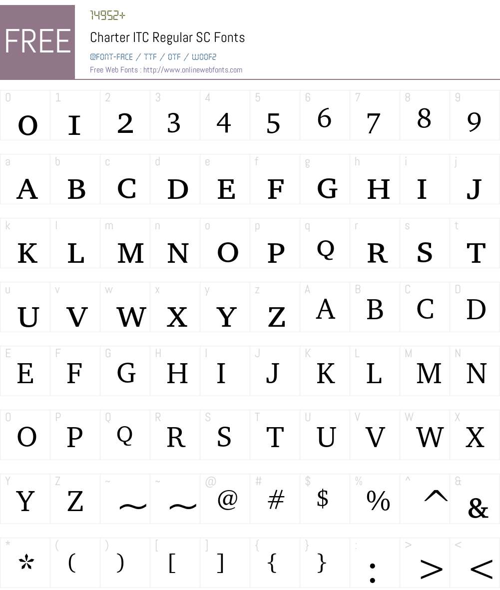 Charter ITC Font Screenshots