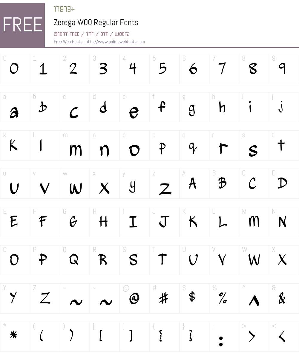 ZeregaW00-Regular Font Screenshots