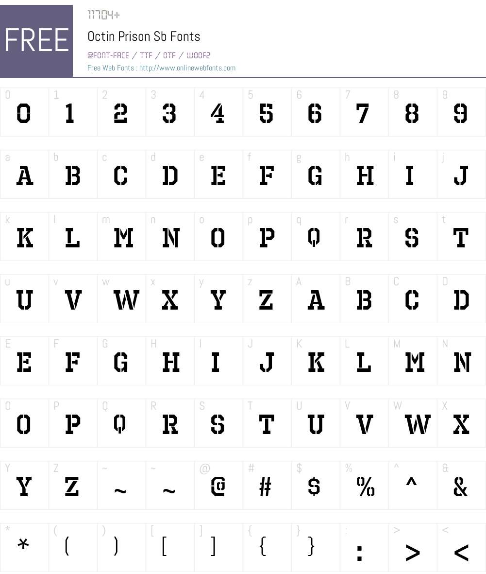 Octin Prison Font Screenshots