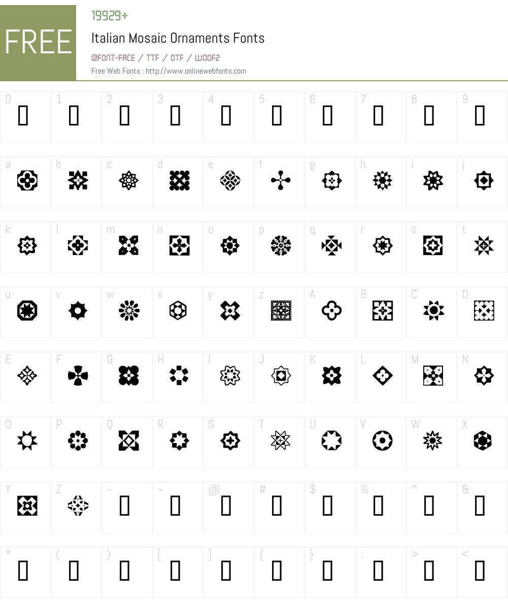 Italian Mosaic Ornaments Font Screenshots