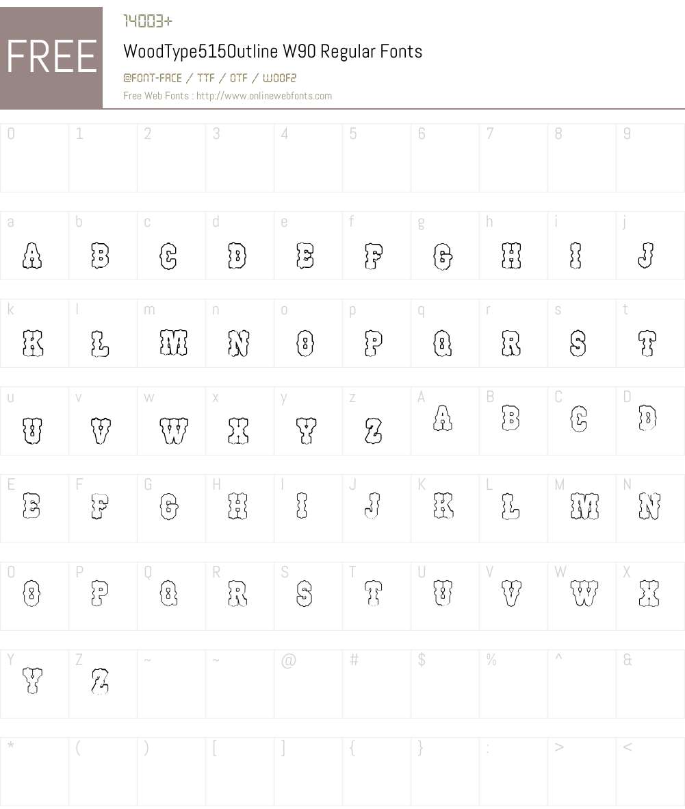 WoodType515OutlineW90-Rg Font Screenshots