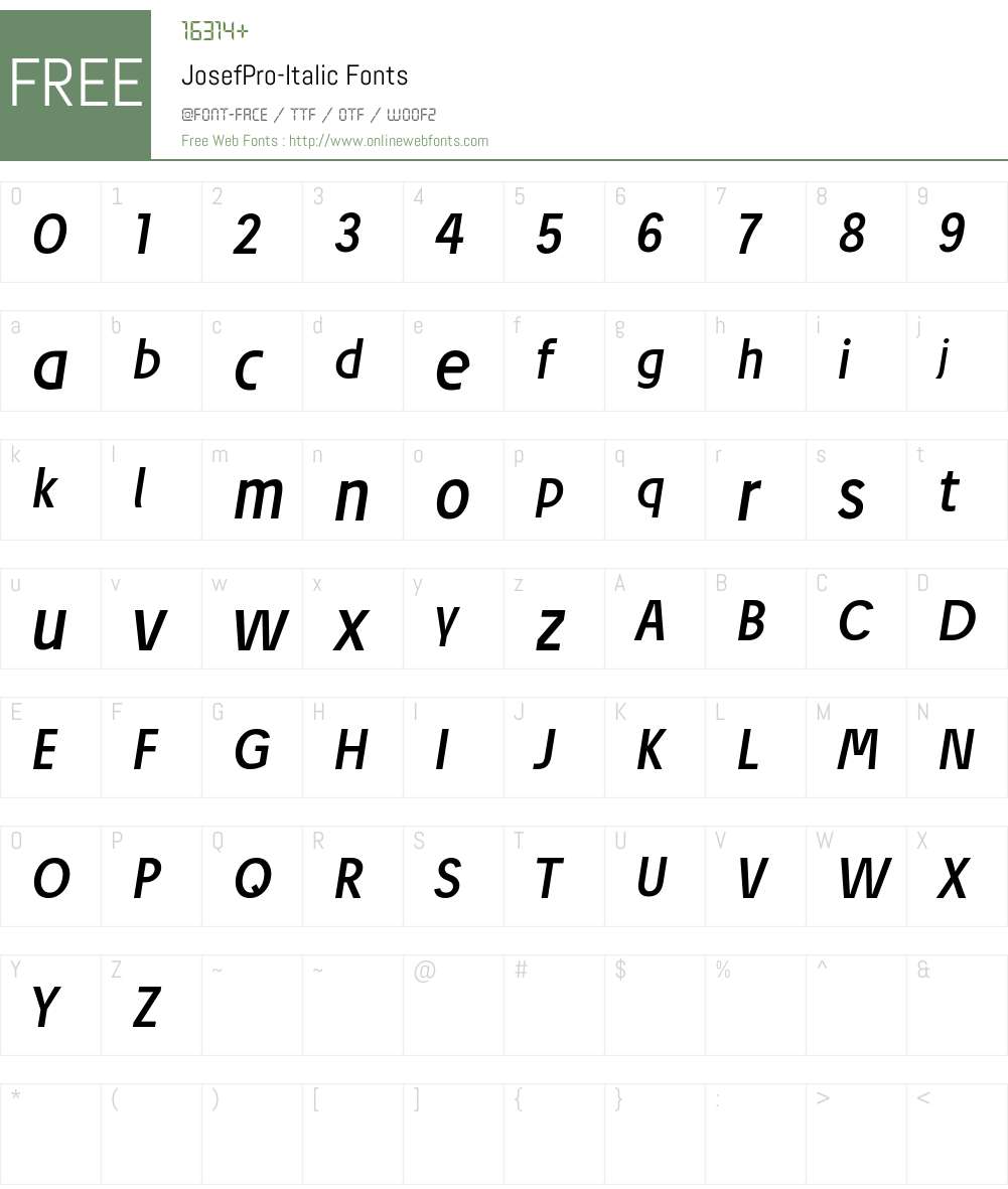 Josef Pro Font Screenshots