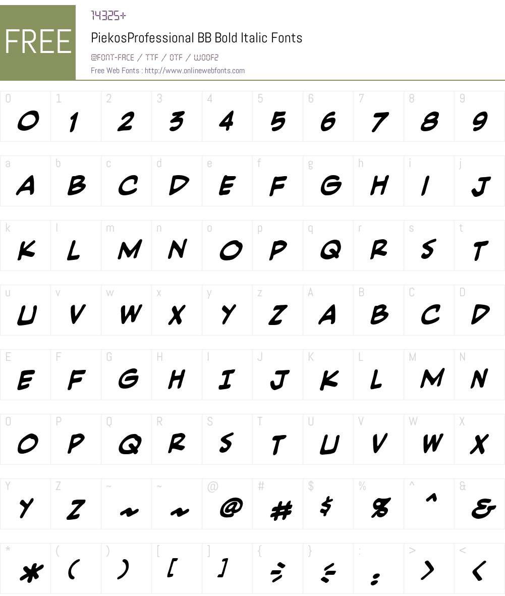 PiekosProfessionalBB-BoldItalic Font Screenshots