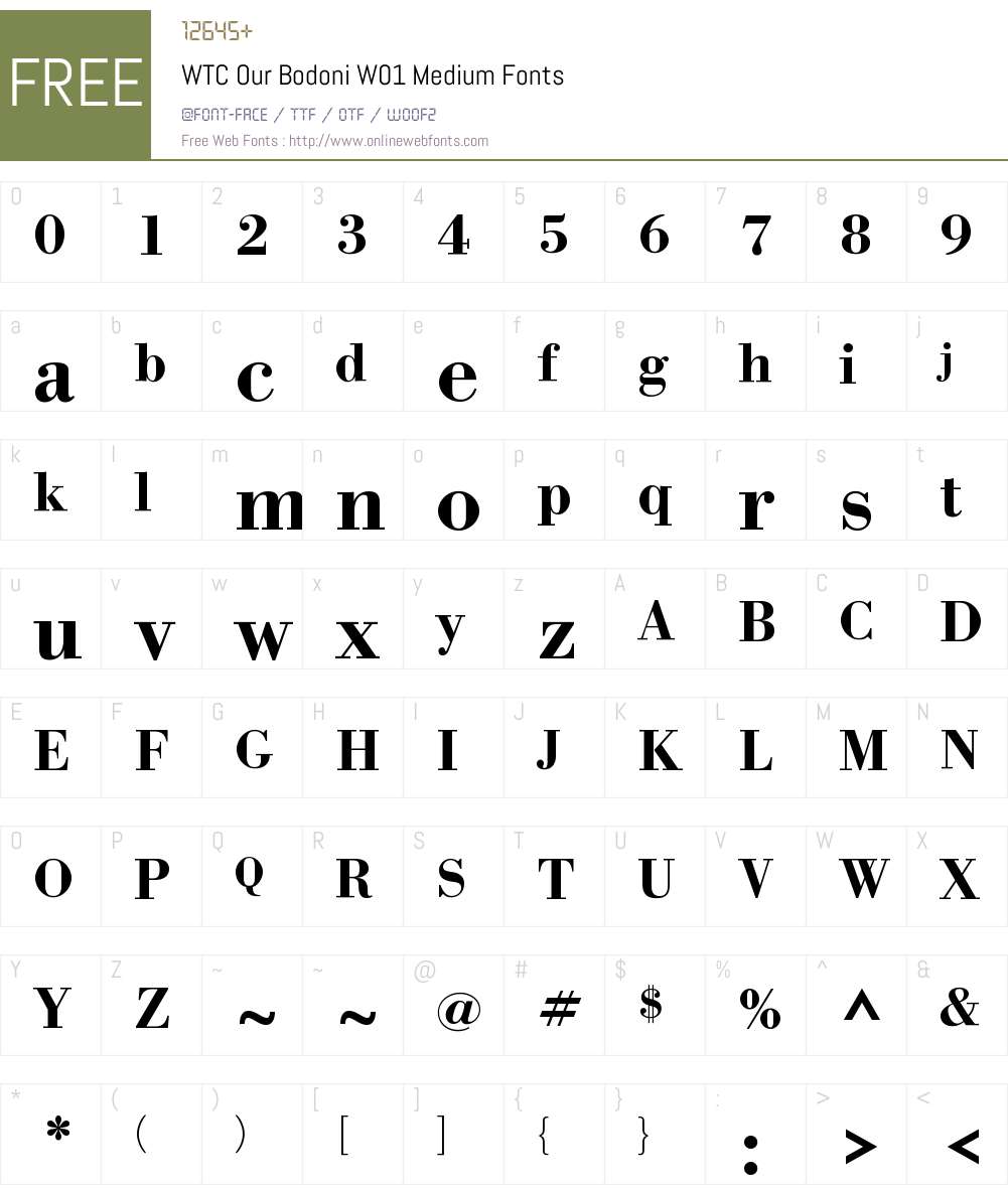WTCOurBodoniW01-Medium Font Screenshots