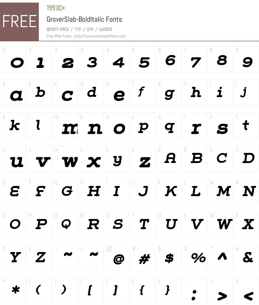 Grover Slab Font Screenshots