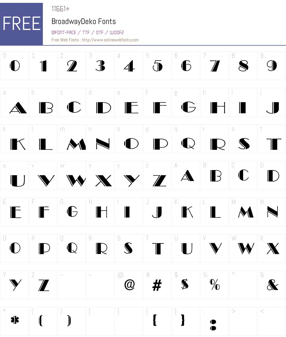 BroadwayDeko Font Screenshots