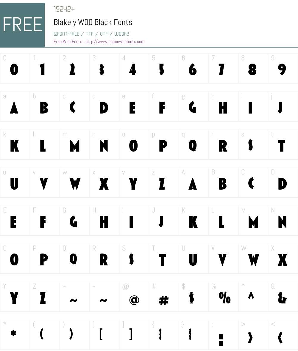 BlakelyW00-Black Font Screenshots