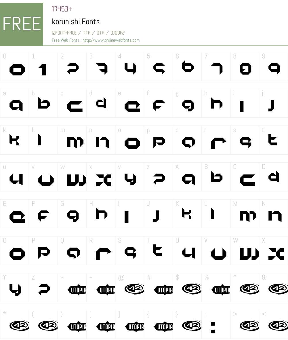 korunishi Font Screenshots