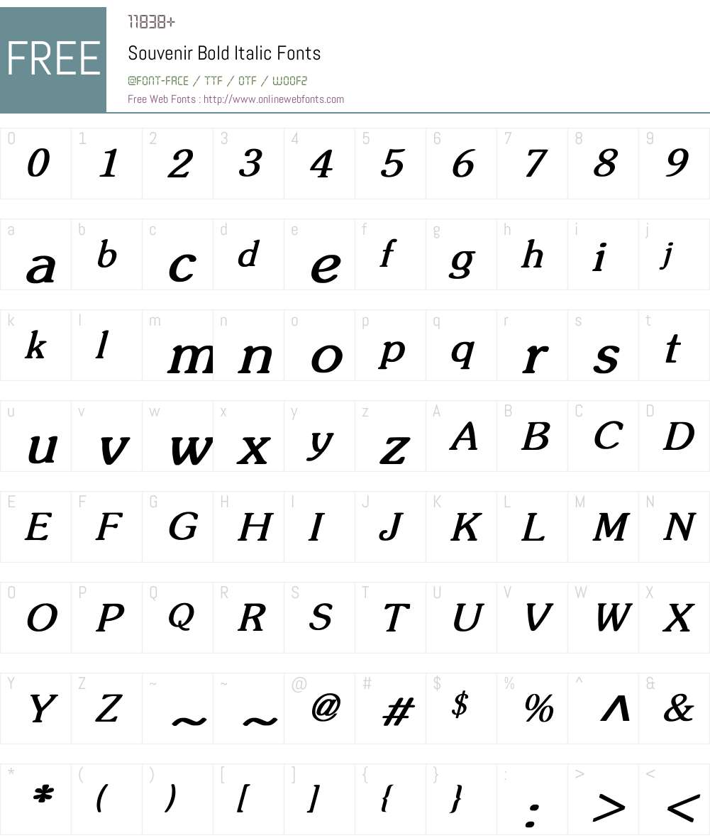 Souvenir Font Screenshots