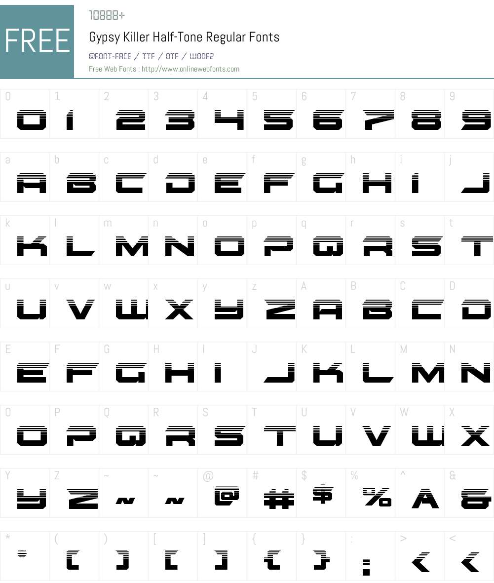Gypsy Killer Half-Tone Font Screenshots
