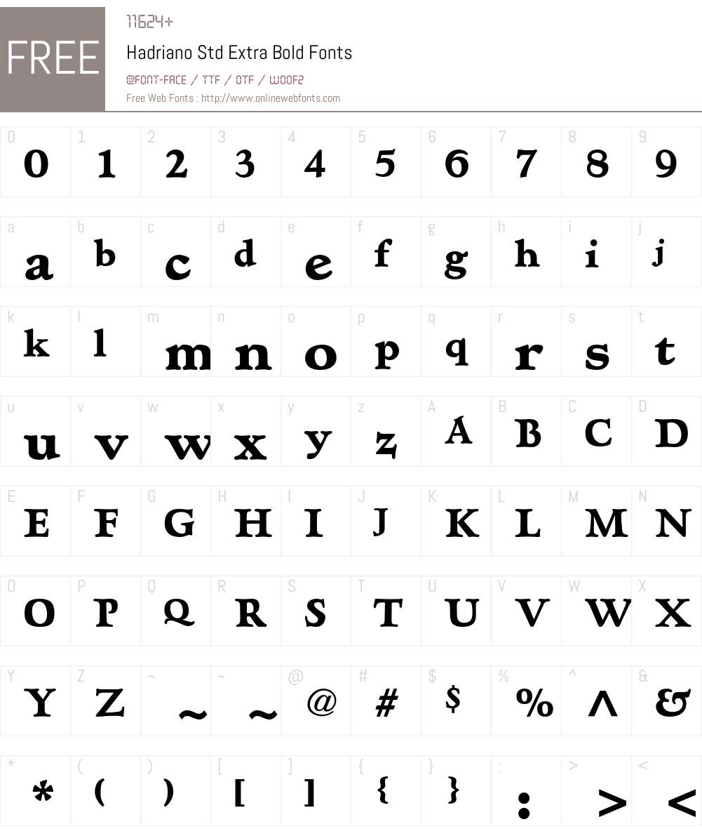 Hadriano Std Font Screenshots