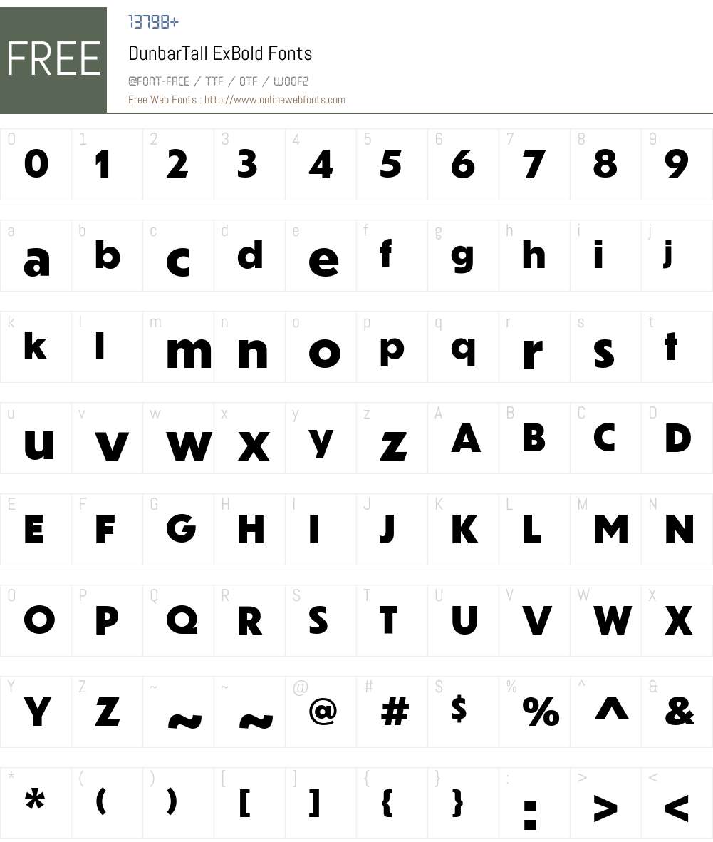 DunbarTall ExBold Font Screenshots