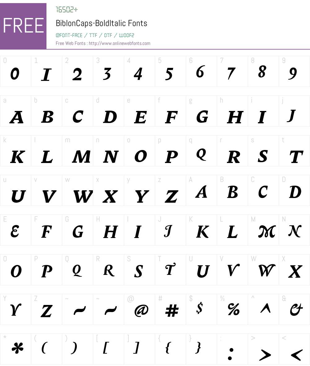 BiblonCaps Font Screenshots