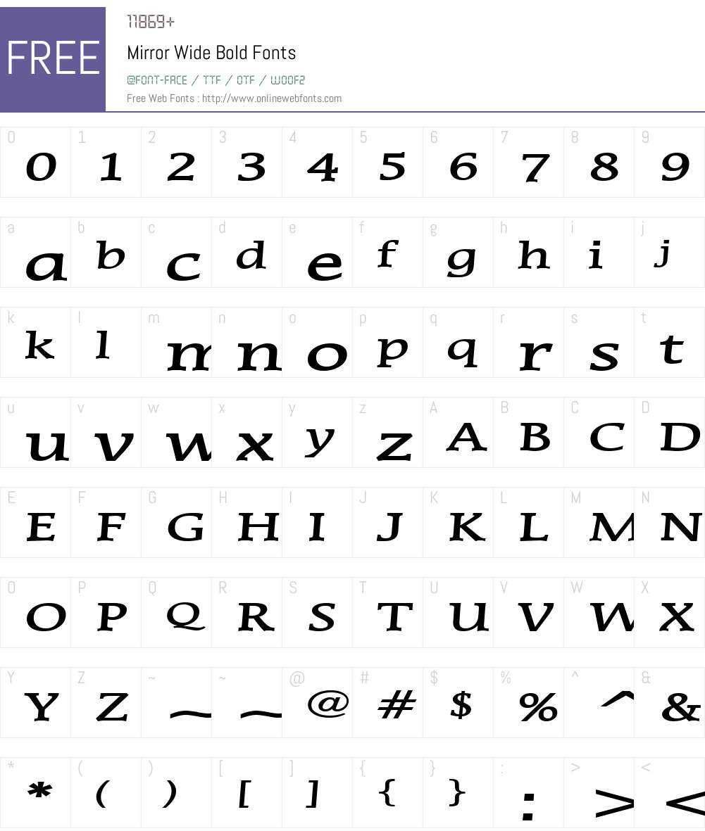 Mirror Wide Font Screenshots