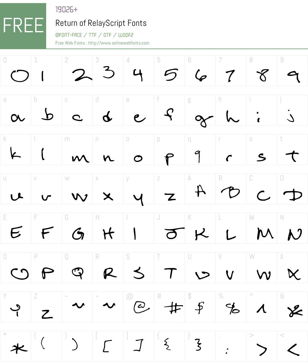 Return of RelayScript Font Screenshots