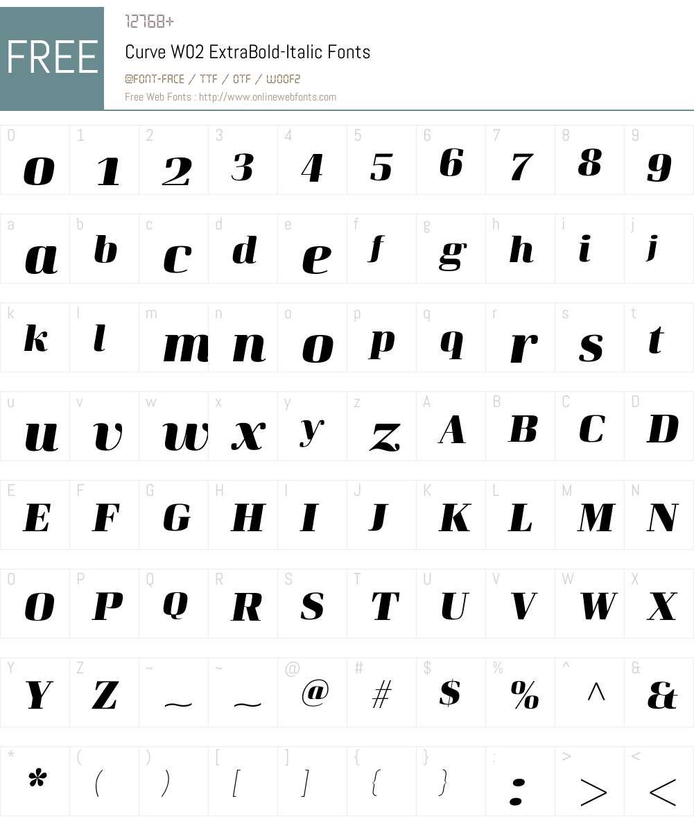 CurveW02-ExtraBold-Italic Font Screenshots