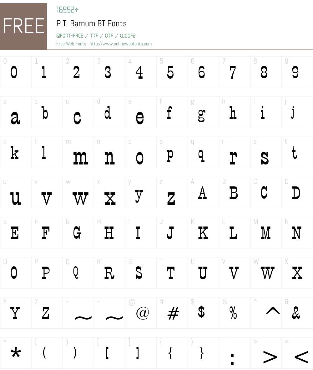 PTBarnum BT Font Screenshots