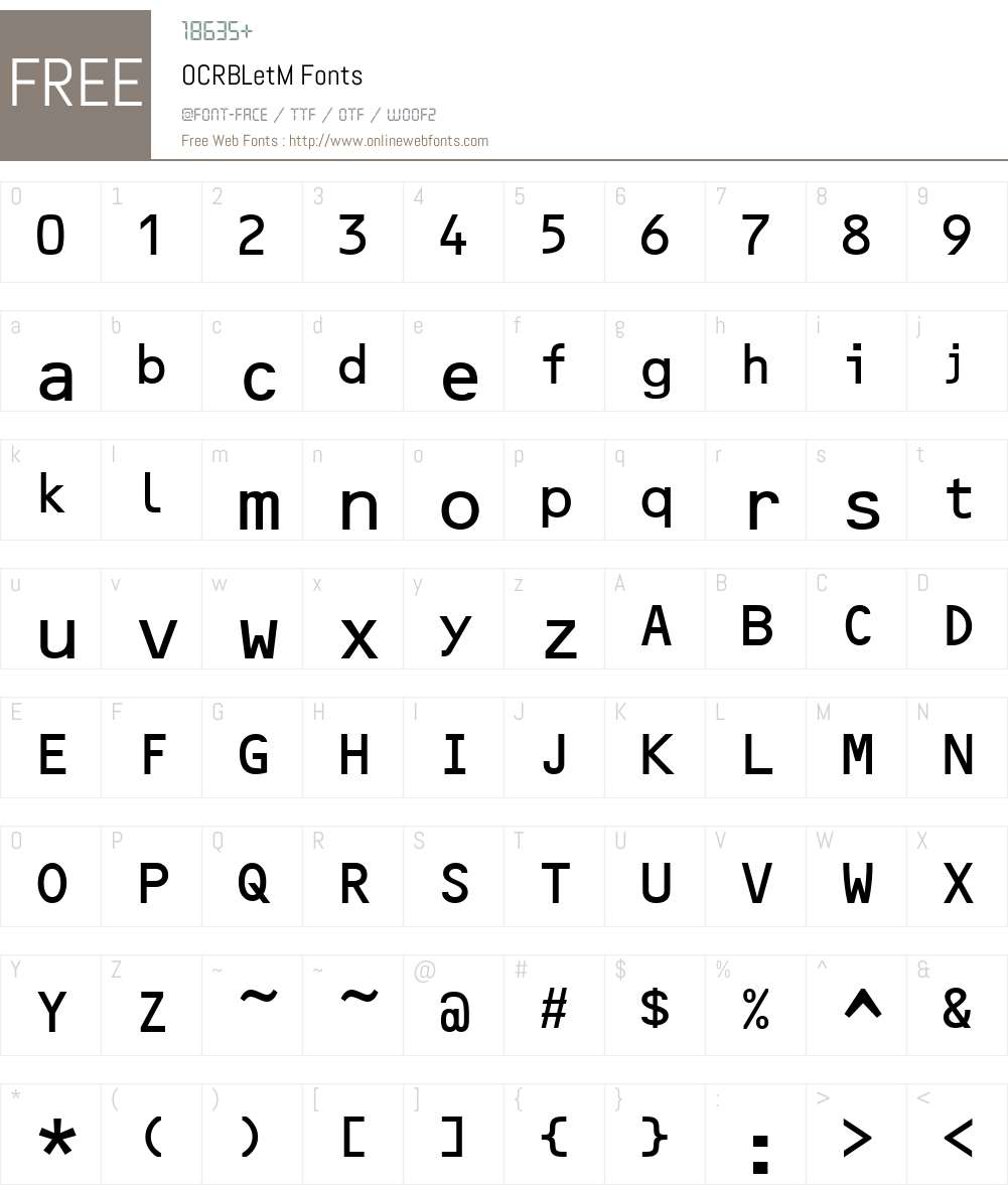 OCRBLetM Font Screenshots