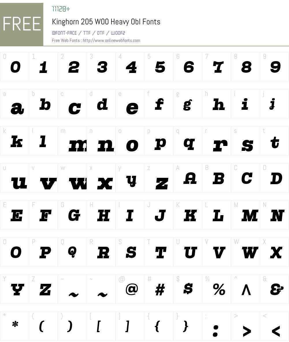 Kinghorn205W00-HeavyObl Font Screenshots