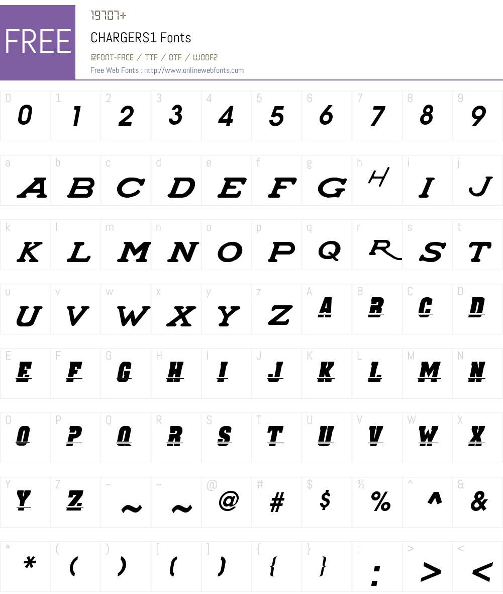 CHARGERS1 Font Screenshots